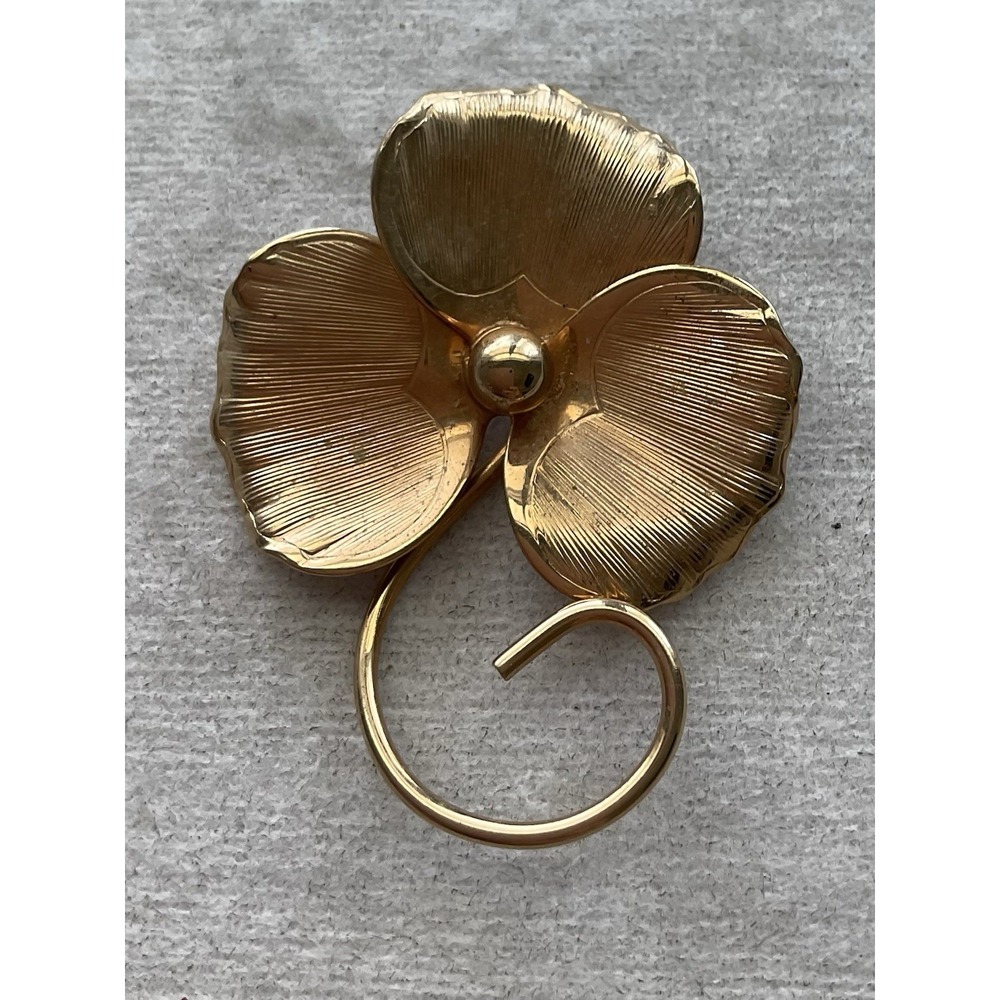 Signed Valenza 12k G.f. Gold Fill Floral Brooch Vintage Estate Jewelry